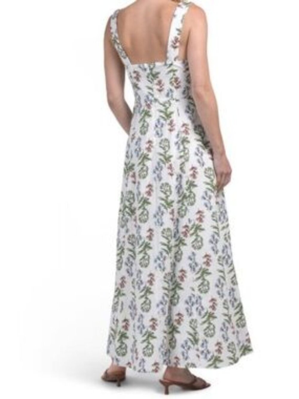Avec Les Filles White Floral Sleeveless Maxi Dress with Square Neck - Picture 2 of 2